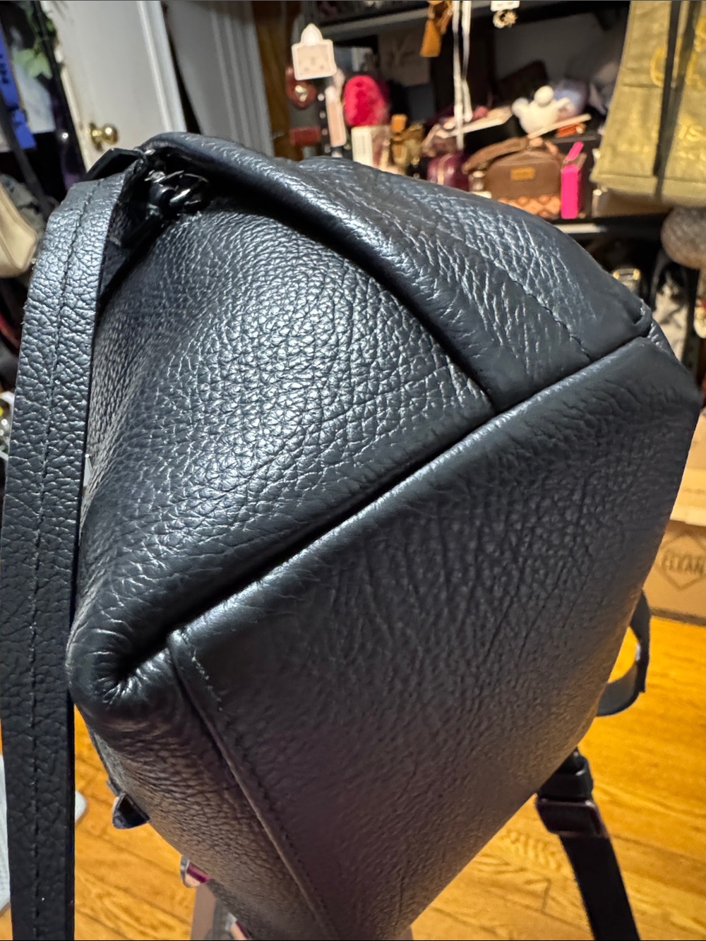 Furla Black Pebbled Leather Mini Backpack with Silver Studs - Picture 9 of 15